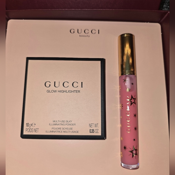 Gucci Beauty Glow Highlighter & Lip Gloss Gift Set - Opal Pink NIB $110 - Picture 6 of 9